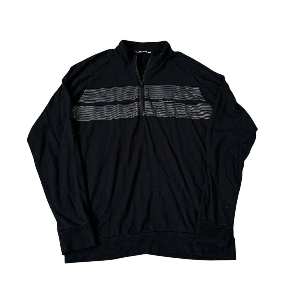 Travis Mathew Pullover Mens Medium Black 1/4 Zip Performance Stretch